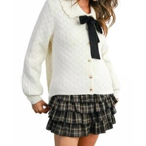 NEW BUTTERMELON hadley bow sweater in white